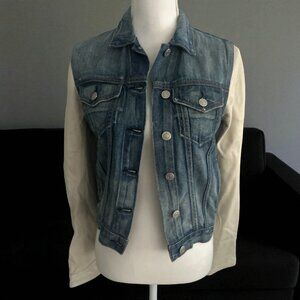 RAG & BONE Denim Cream Leather Jacket Size Small